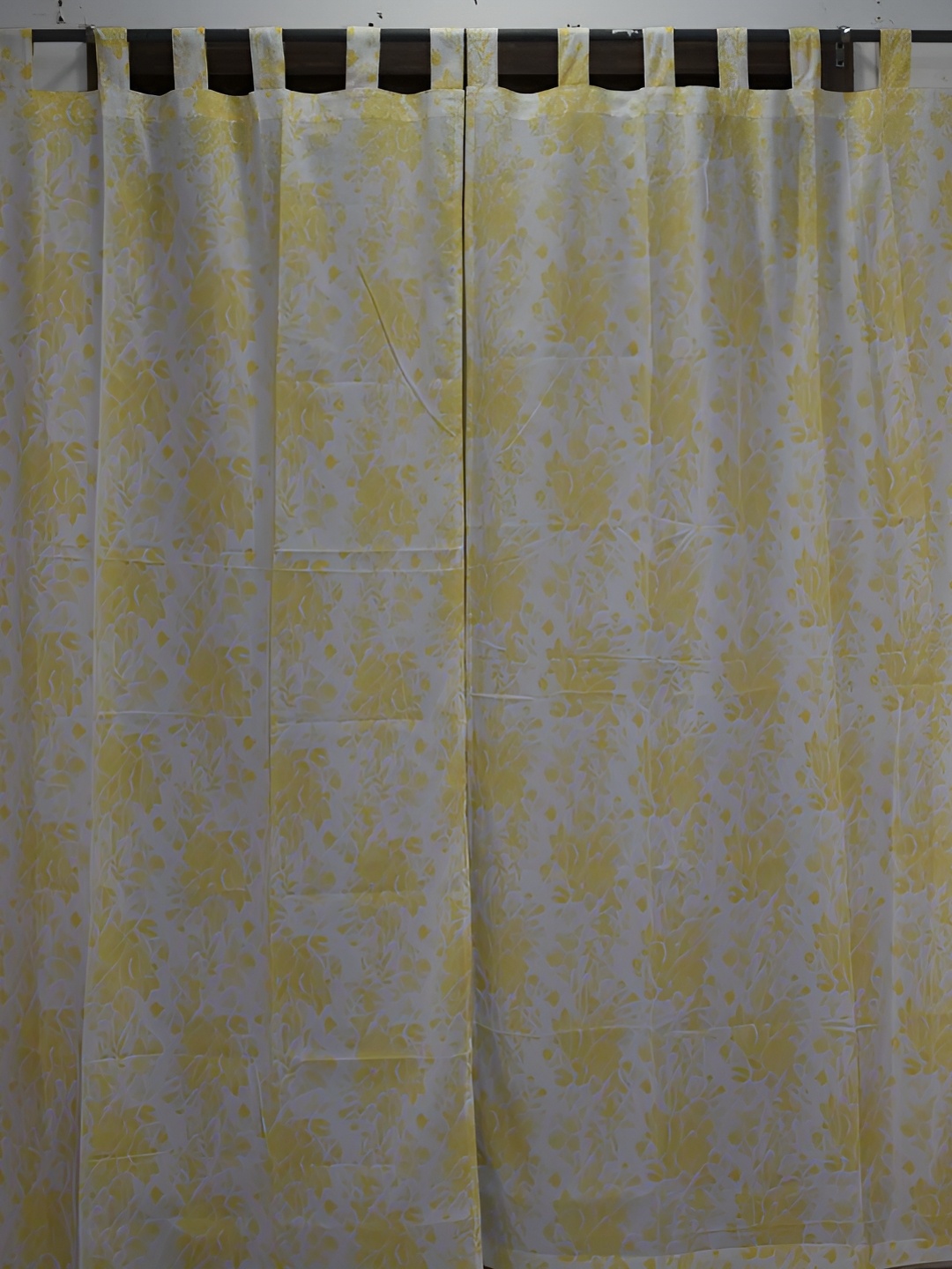 

Aura White & Yellow Set of 2 Floral Long Door Curtain