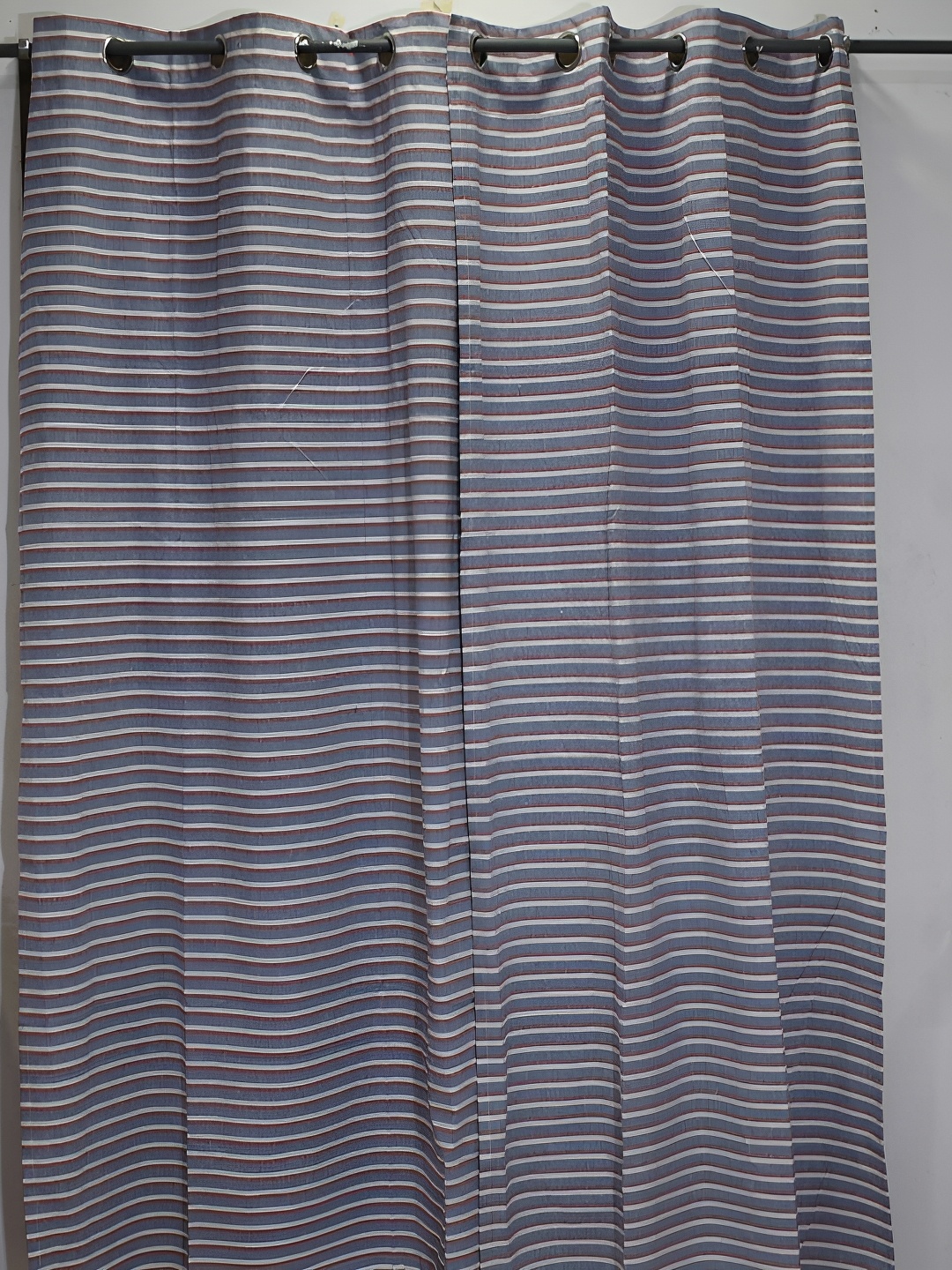 

Aura White & Grey Set of 2 Striped Long Door Curtain
