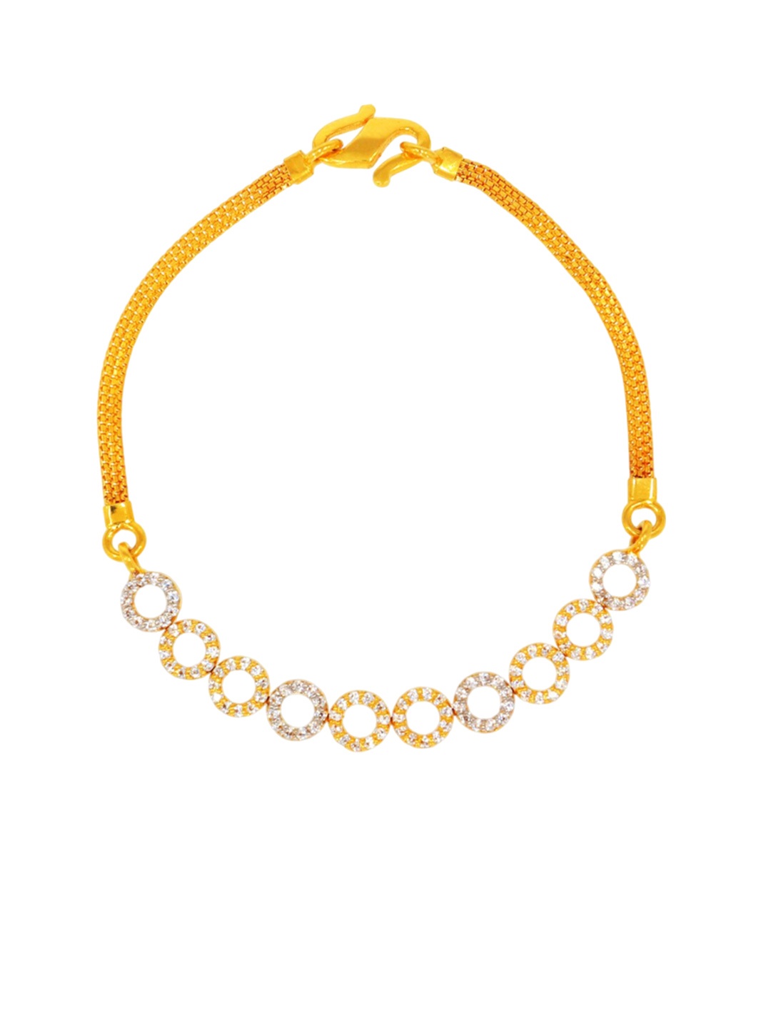 

BHIMA 22K Hallmark 916 Purity Yellow Gold Round Stone Bracelet
