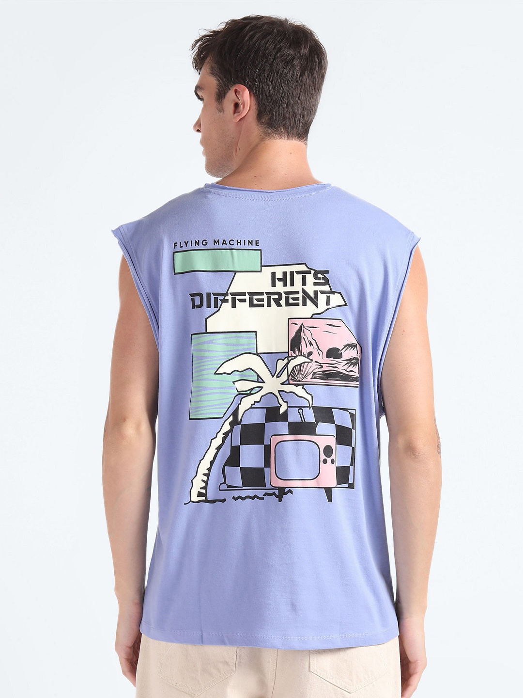 

Flying Machine Graphic Printed Pure Cotton Casual T-shirt, Lavender