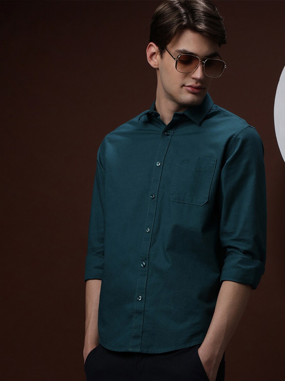 

Crocodile Classic Comfort Cotton Casual Shirt, Teal
