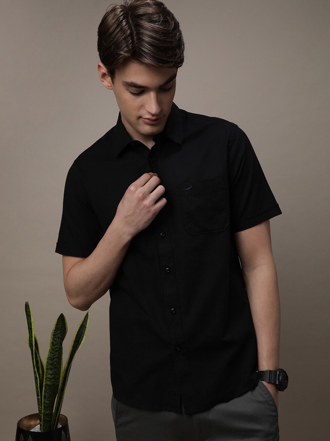 

Crocodile Classic Comfort Cotton Casual Shirt, Black