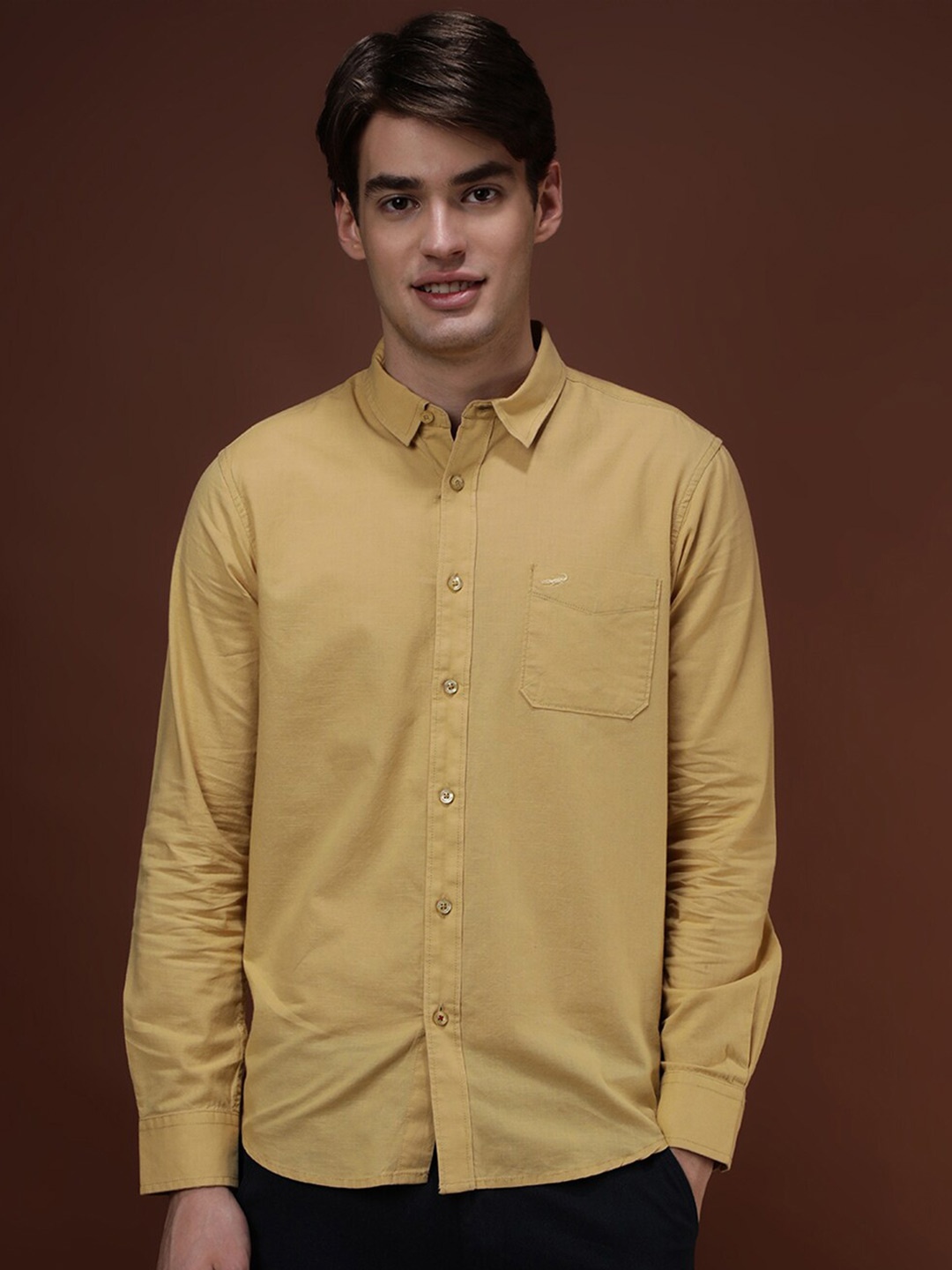 

Crocodile Classic Comfort Cotton Casual Shirt, Mustard