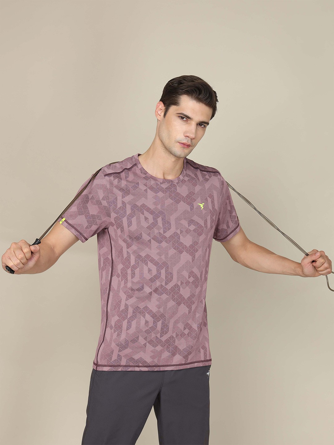 

Technosport Men Jacquard Double Cool Slim Fit Sports Tshirt, Purple