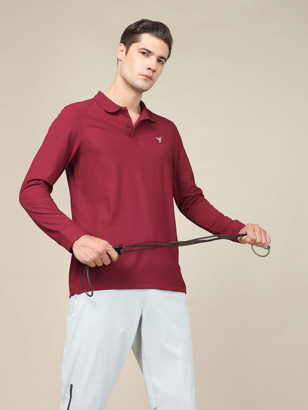 

Technosport Polo Collar Slim Fit Rapid-Dry Active Sports T-Shirt, Red