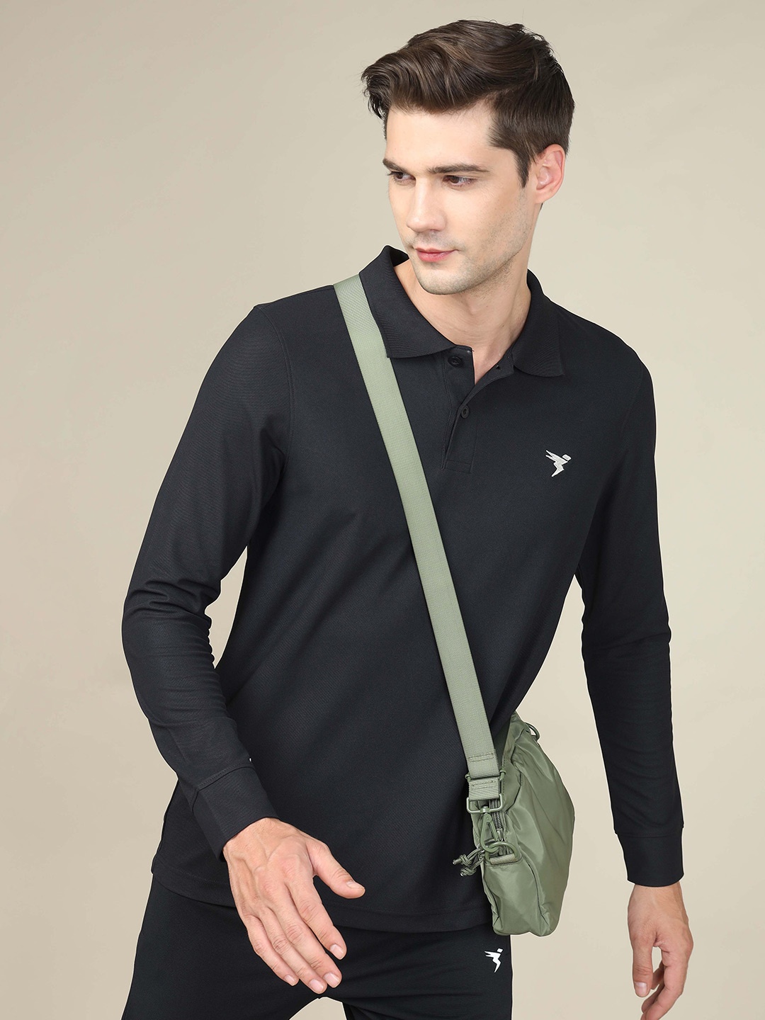 

Technosport Polo Collar Slim Fit Rapid-Dry Active Sports T-Shirt, Black
