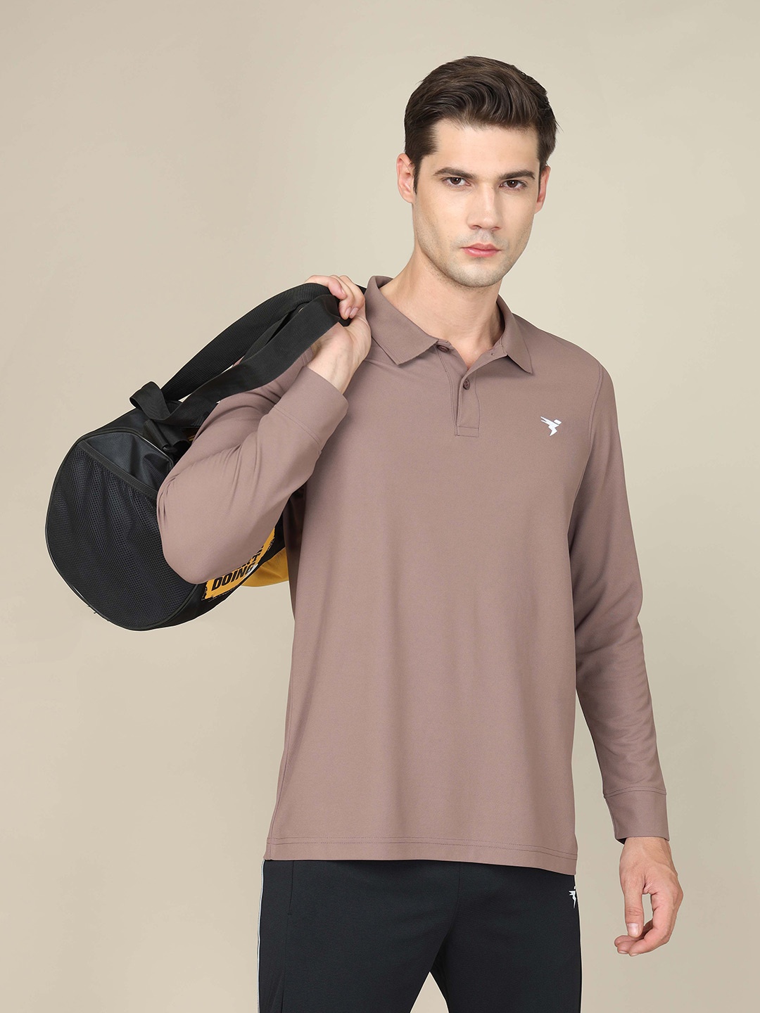 

Technosport Polo Collar Slim Fit Rapid-Dry Sports T-Shirt, Brown