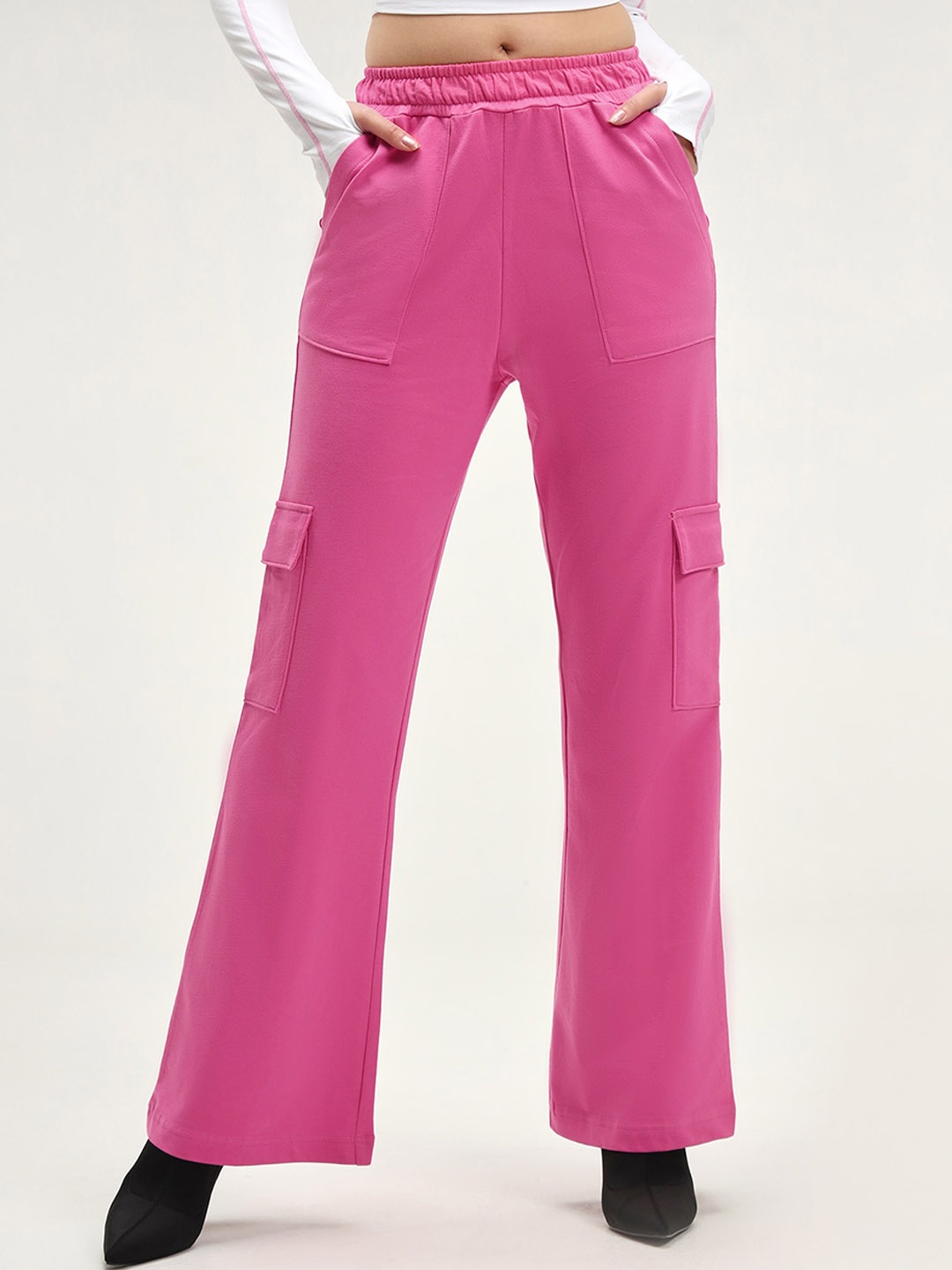 

CAVA Long Sleeves Crop Top With Wide Leg Trousers Co-Ords, Pink