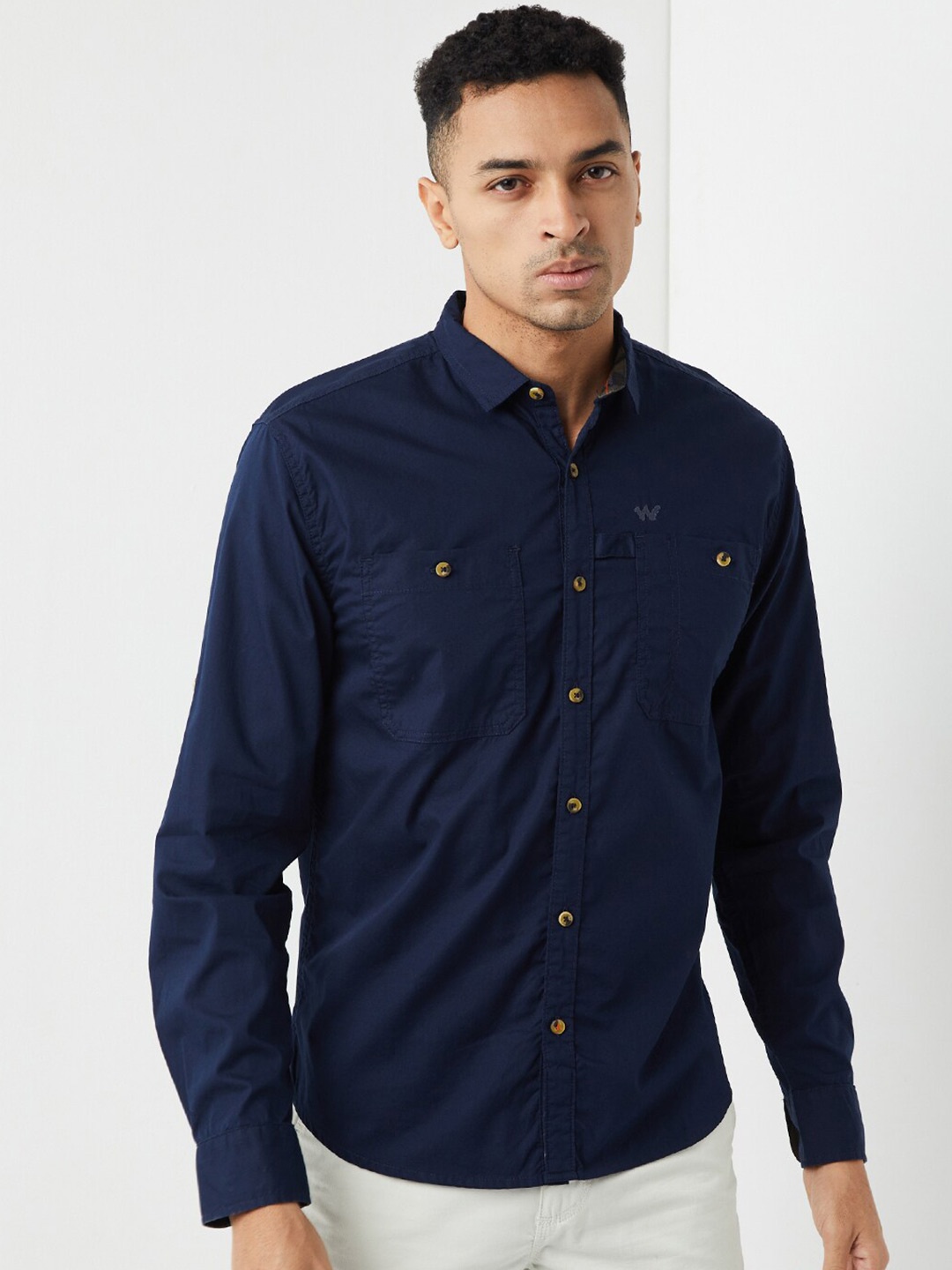 

Wildcraft Relaxed Spread Collar Cotton Casual Shirt, Navy blue