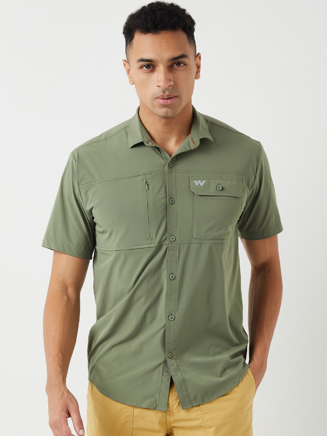 

Wildcraft Relaxed Spread Collar Cotton Casual Shirt, Olive