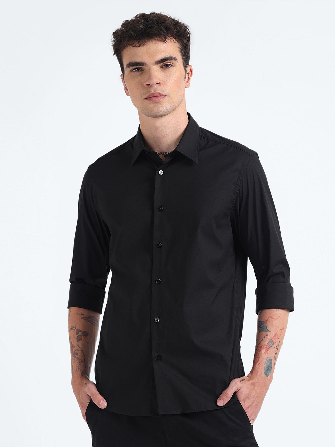 

Flying Machine Slim Fit Casual Shirt, Black