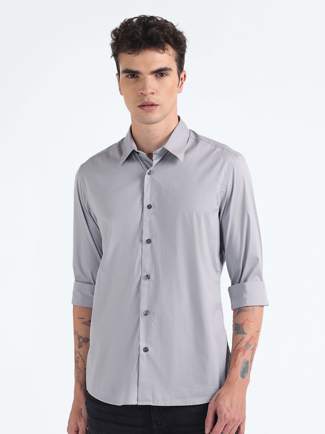 

Flying Machine Slim Fit Casual Shirt, Grey