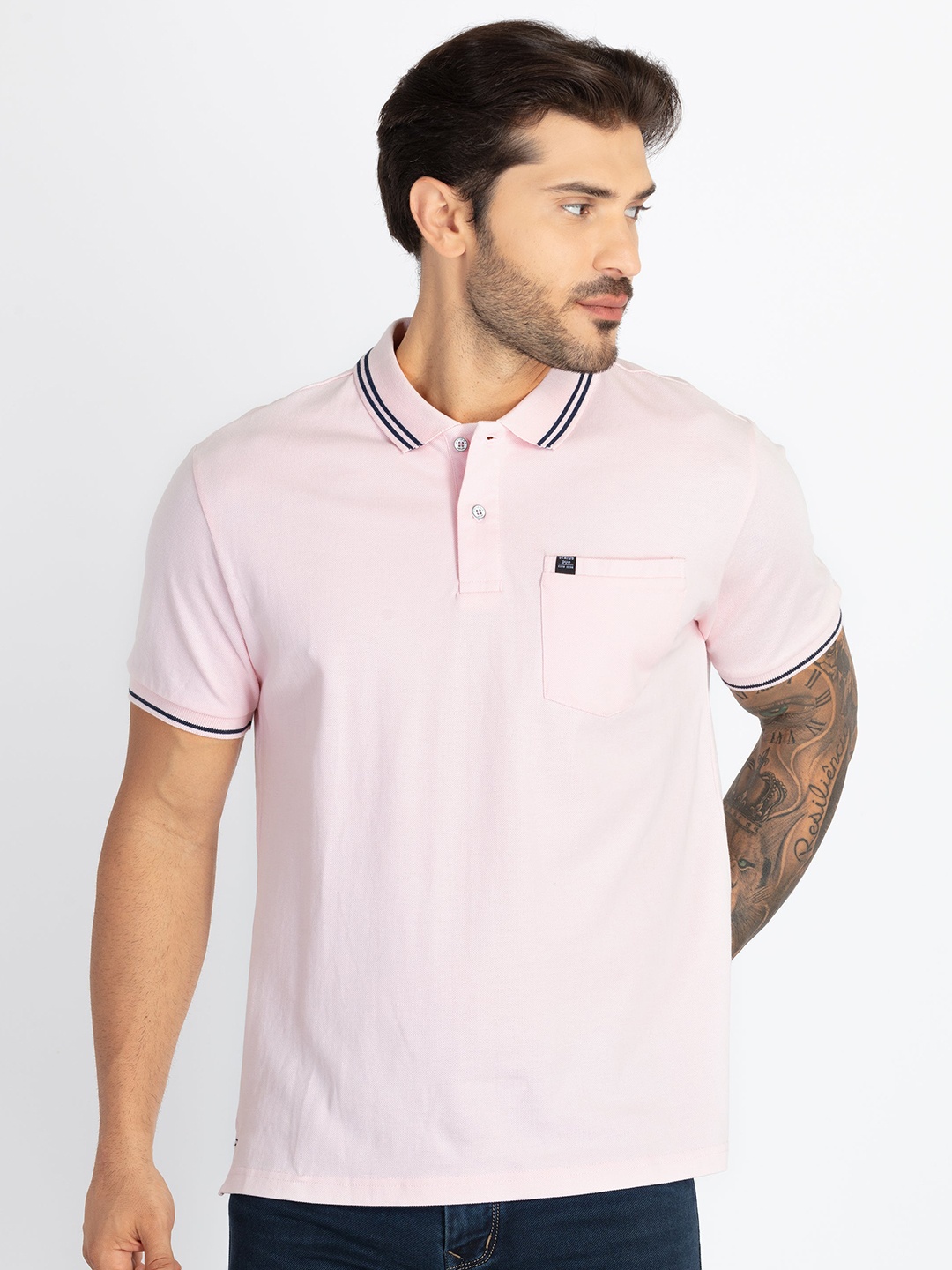 

Status Quo Polo Collar Pure Cotton Slim Fit T-shirt, Pink