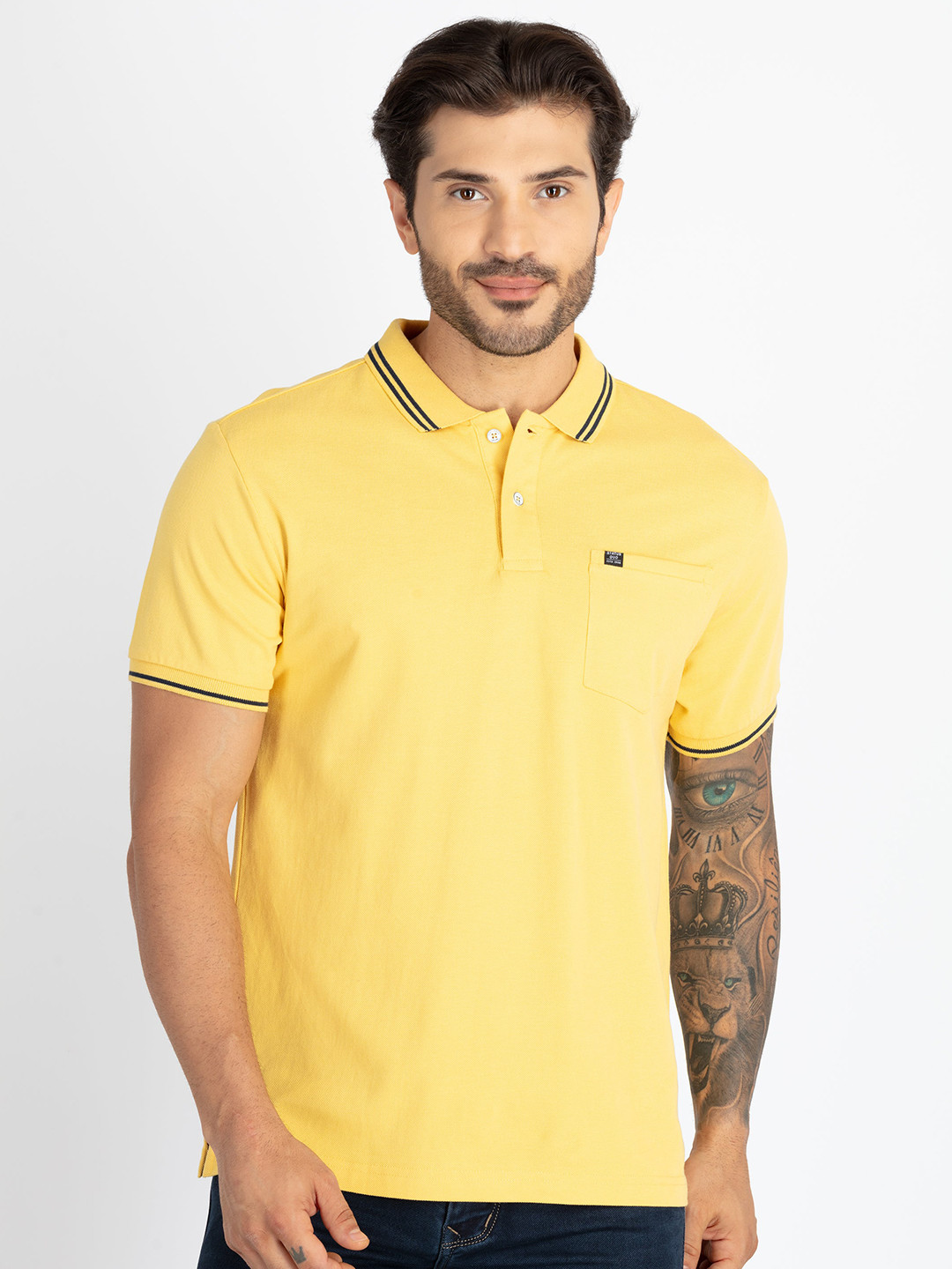 

Status Quo Polo Collar Pure Cotton Slim Fit T-shirt, Yellow