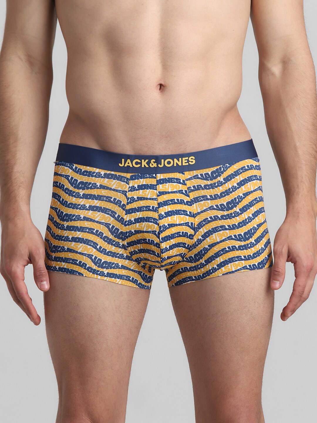 

Jack & Jones Typography Printed Mid-Rise Breathable Short Trunk 1129220001, Yellow