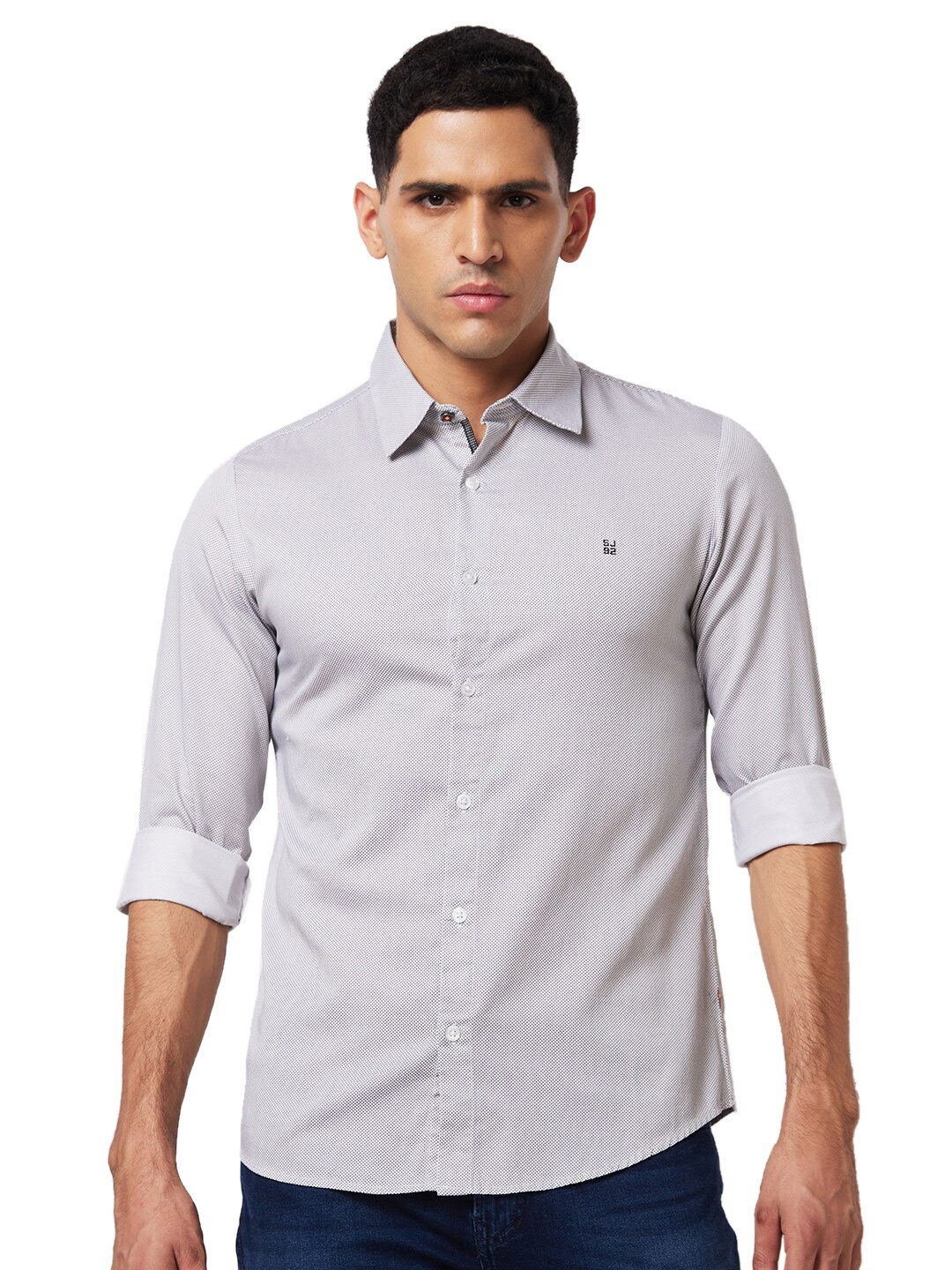 

SPYKAR Spread Collar Long Sleeves Slim Fit Cotton Casual Shirt, White