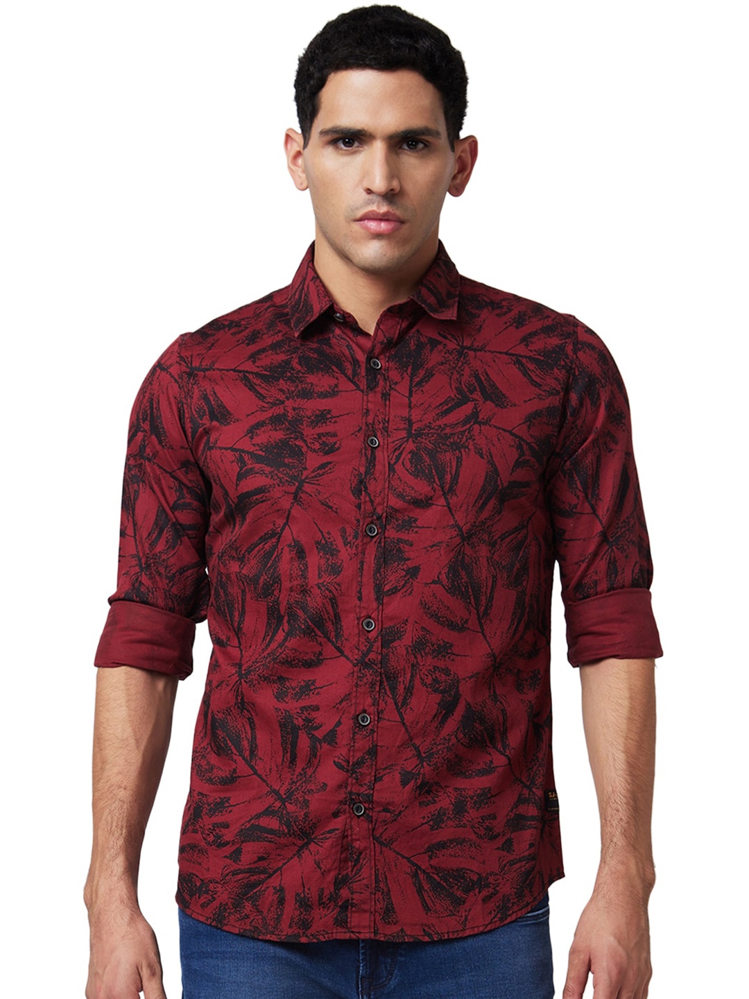 

SPYKAR Slim Fit Floral Opaque Cotton Printed Casual Shirt, Red