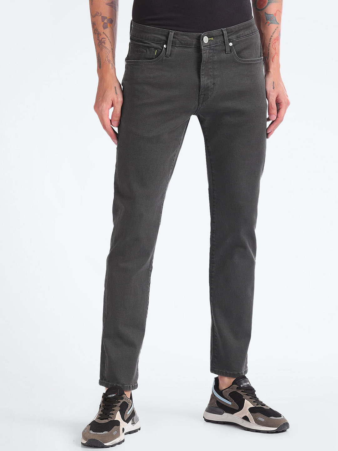 

Flying Machine Men Michael Tapered Fit Stretchable Jeans, Grey