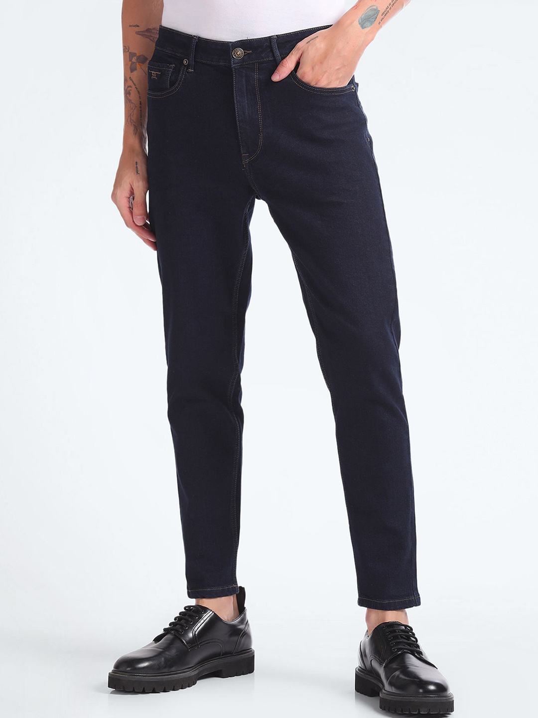 

Flying Machine Men Tapered Fit High-Rise Stretchable Jeans, Blue