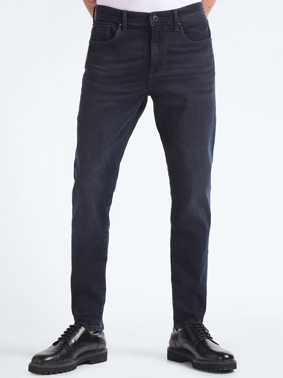 

Flying Machine Men Tapered Fit Clean Look Stretchable Jeans, Blue