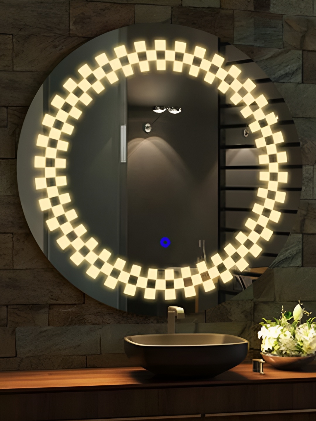 

SMILESELLERS Yellow Glass LED Mirrors
