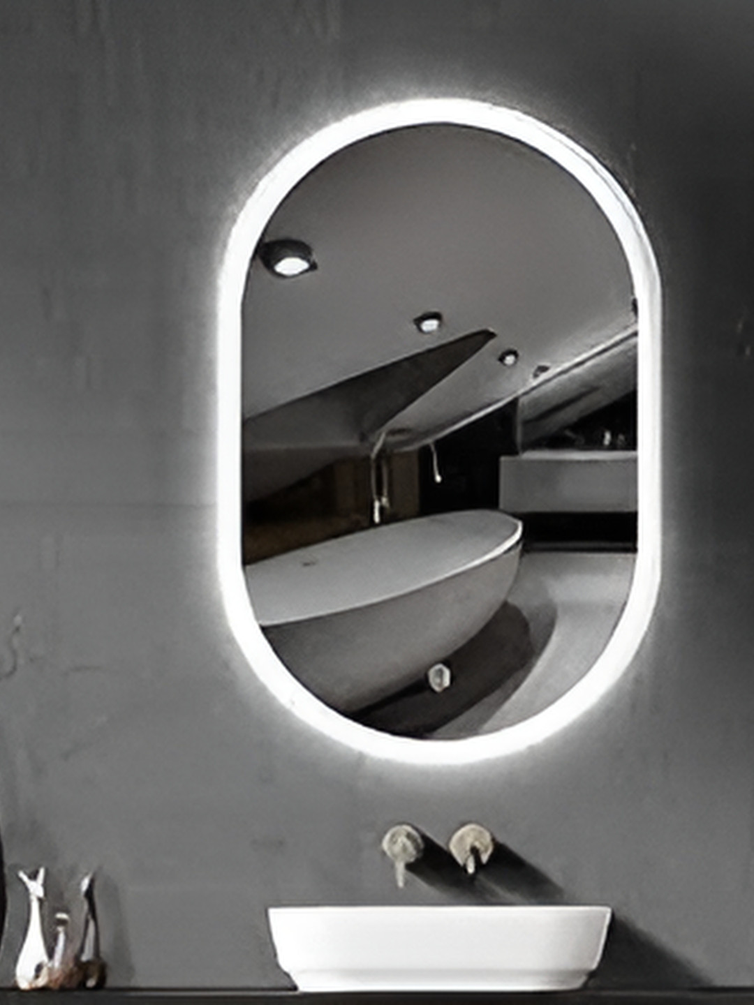 

SMILESELLERS Beautiful Modern White Oval LED Mirrors