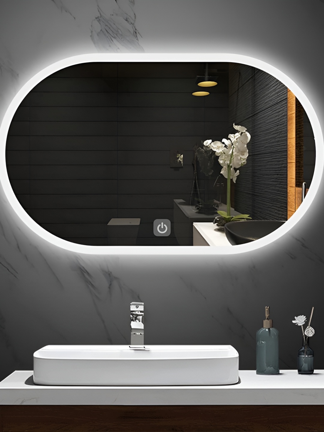 

SMILESELLERS Beautiful Modern White Oval LED Mirrors