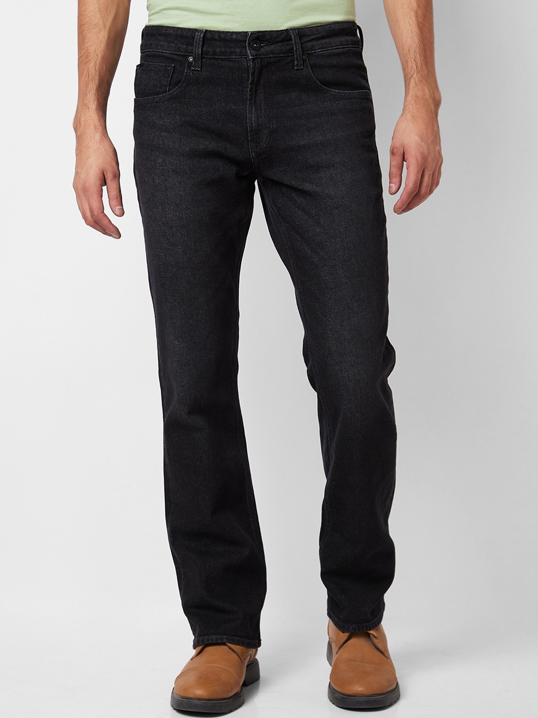 

SPYKAR Men Bootcut Light Fade Clean Look Cotton Jeans, Black
