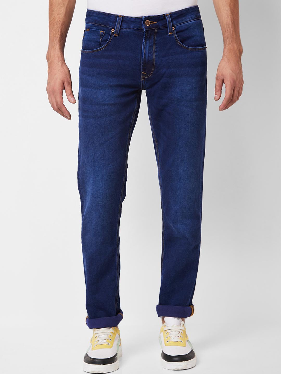 

SPYKAR Men Mid Rise Clean Look Light Fade Cotton Jeans, Blue
