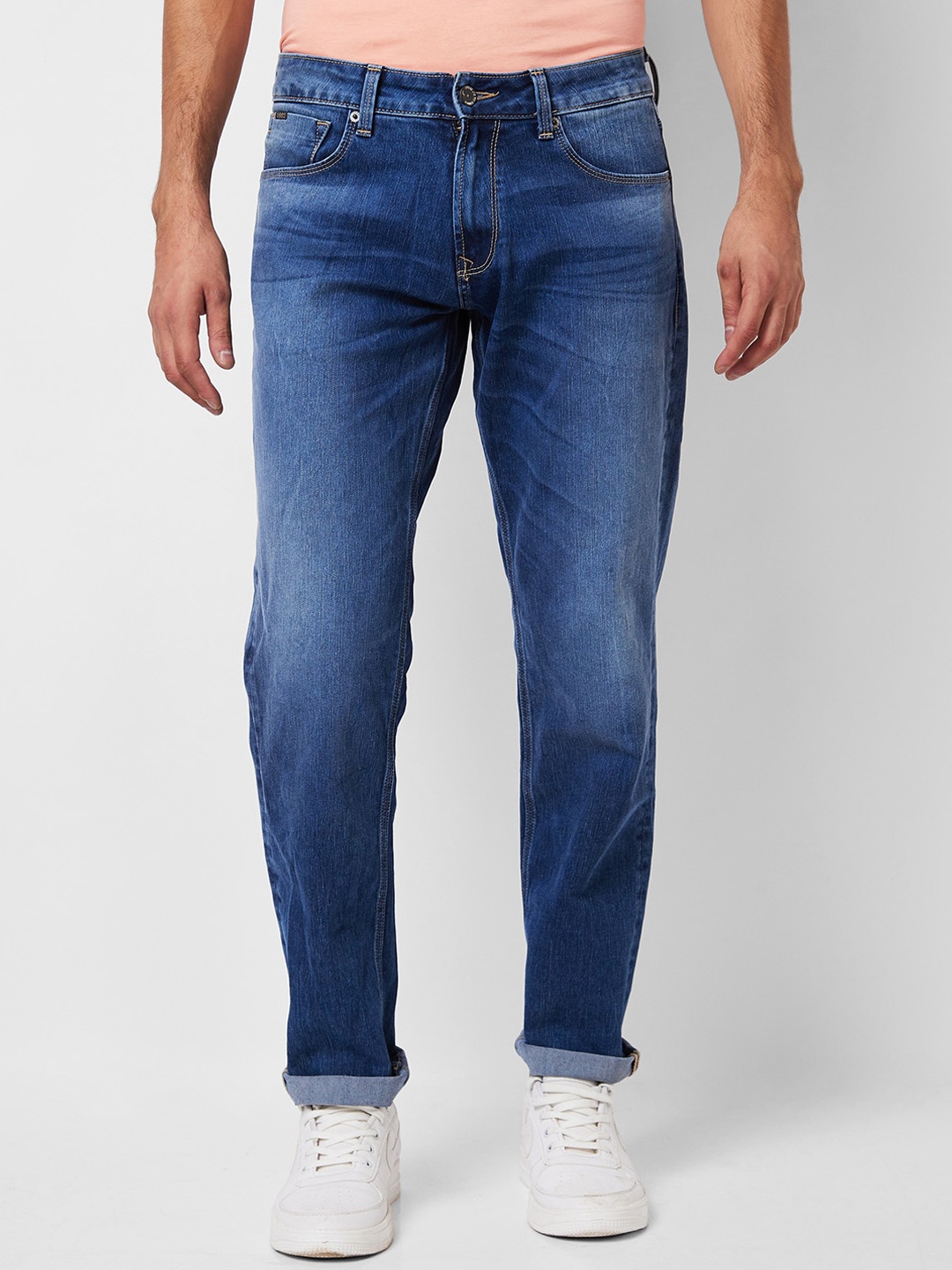

SPYKAR Men Relaxed Fit Heavy Fade Clean Look Cotton Jeans, Blue
