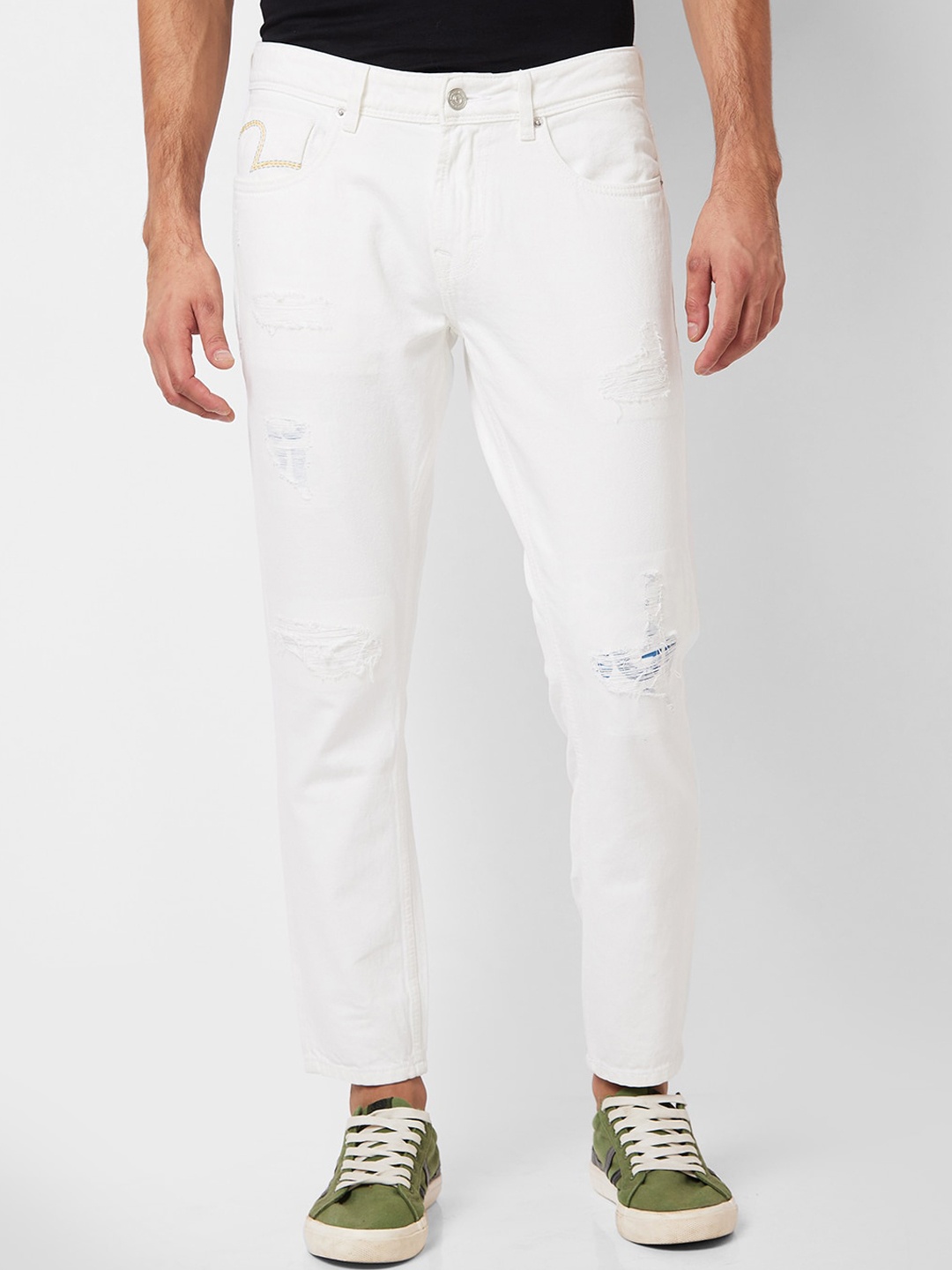 

SPYKAR Men Slim Fit Mildly Distressed Cotton Jeans, White