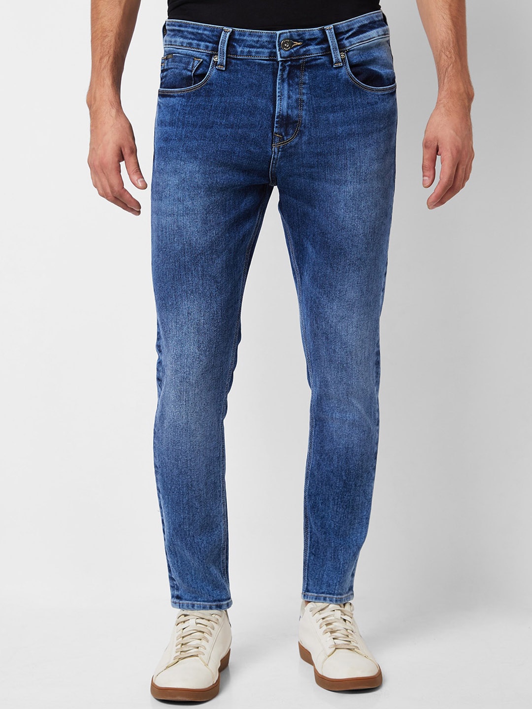 

SPYKAR Men Slim Fit Mid Rise Clean Look Heavy Fade Cotton Jeans, Blue