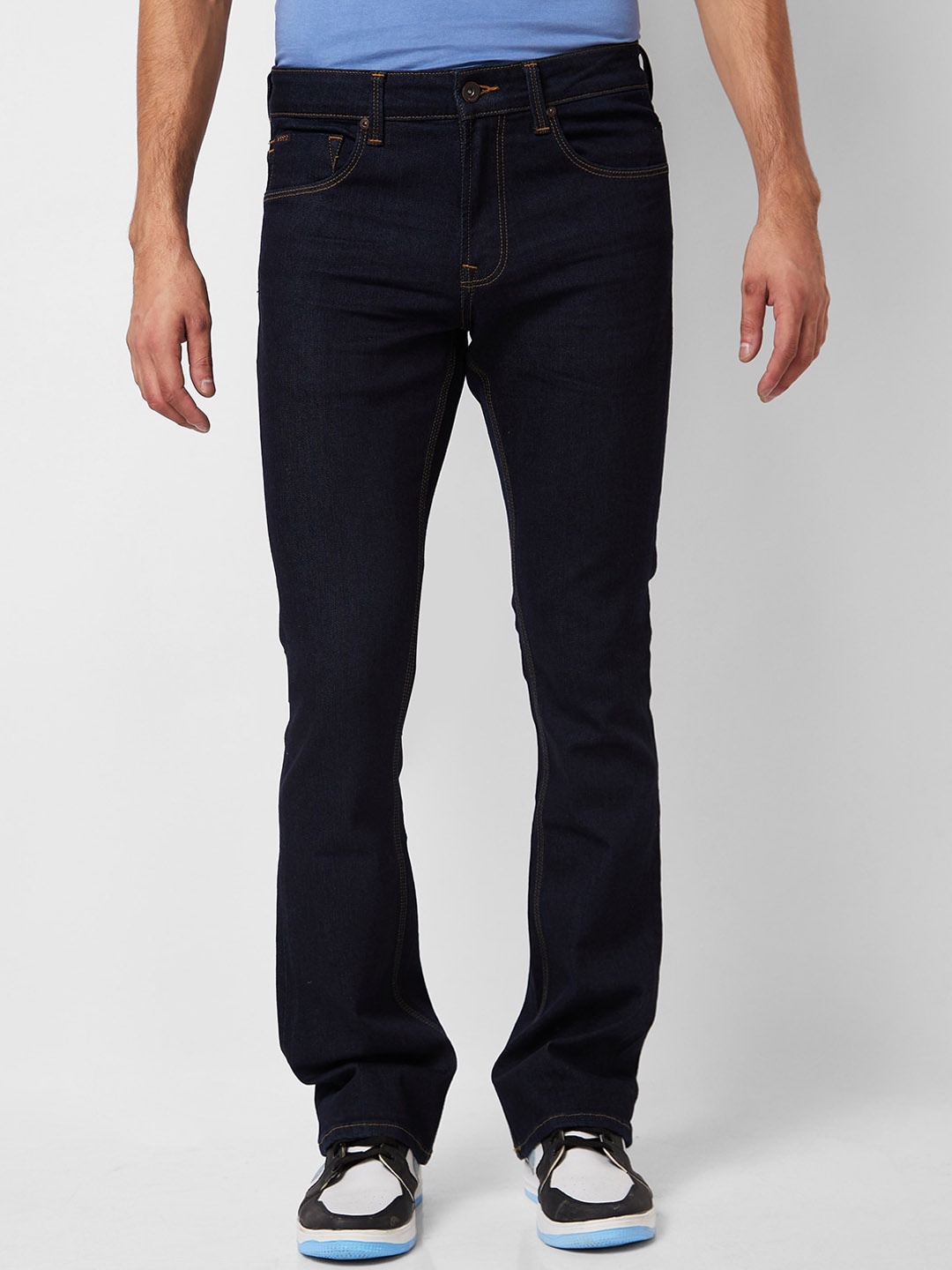 

SPYKAR Men Bootcut Mid Rise Clean Look Cotton Jeans, Blue