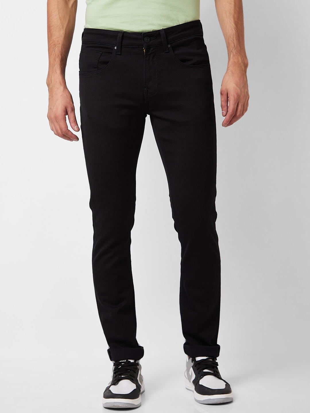 

SPYKAR Men Skinny Fit Low-Rise Stretchable Jeans, Black