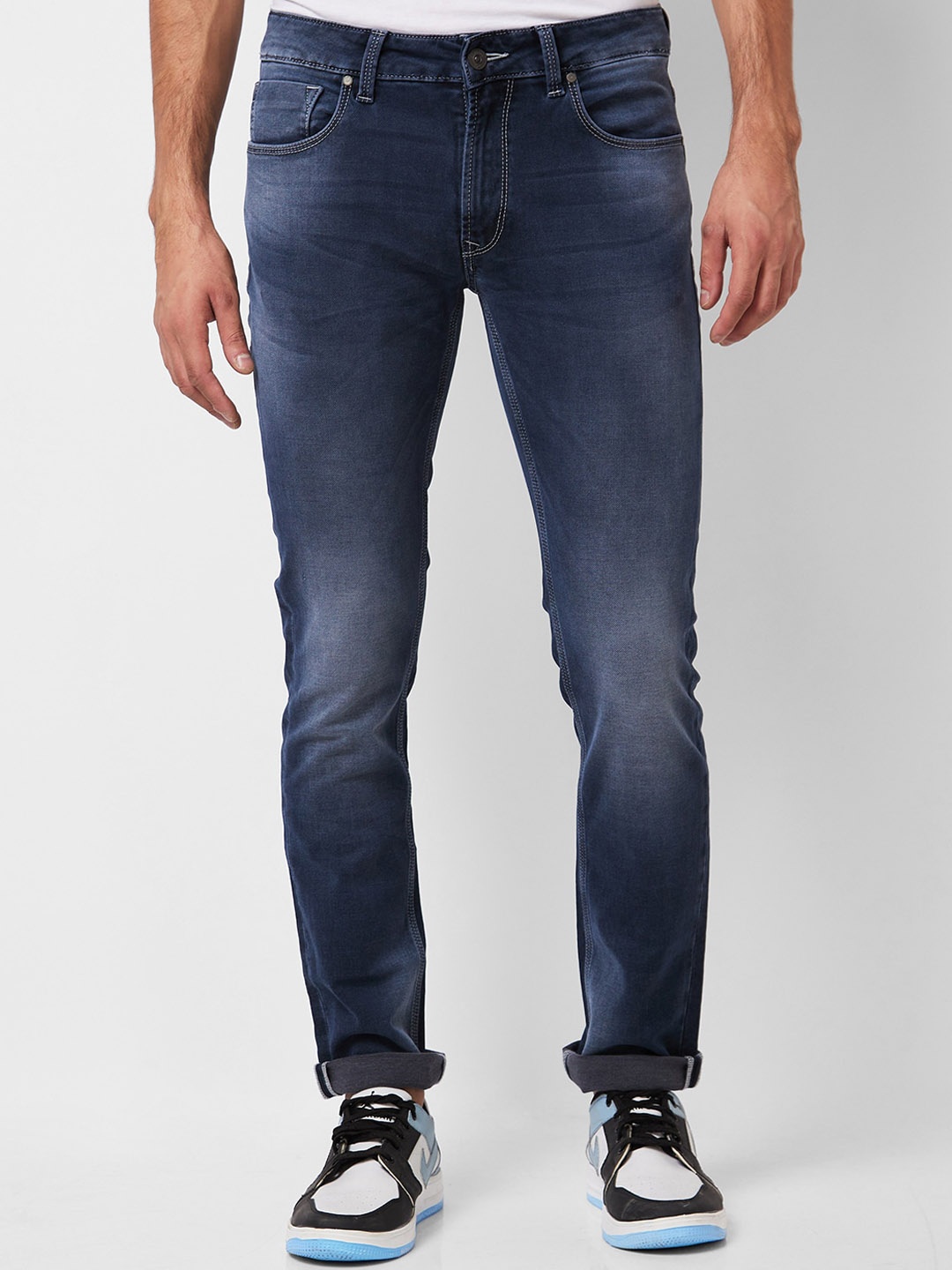 

SPYKAR Men Mid-Rise Light Fade Clean Look Stretchable Jeans, Blue