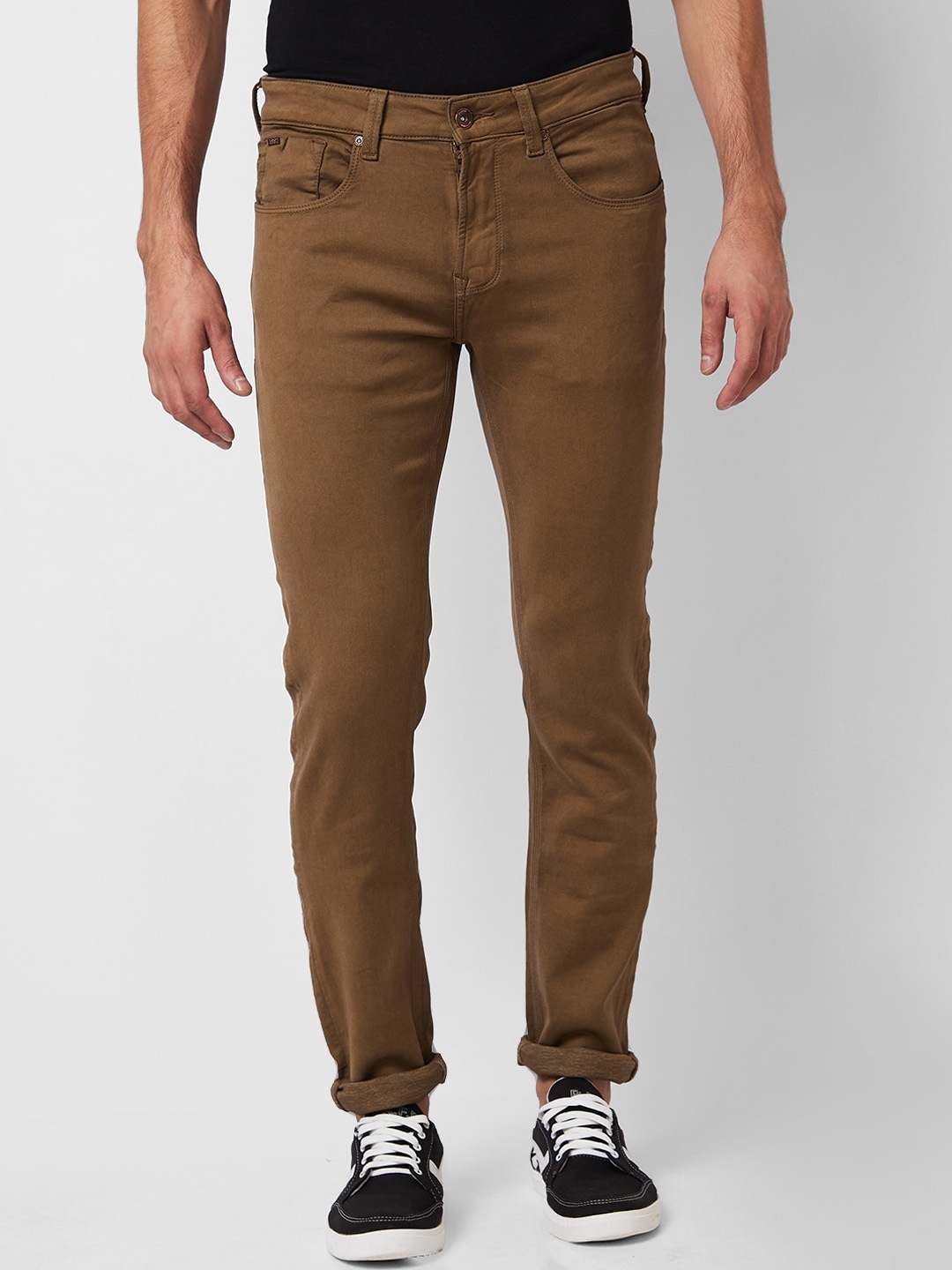 

SPYKAR Men Skinny Fit Low-Rise Clean Look Stretchable Jeans, Khaki
