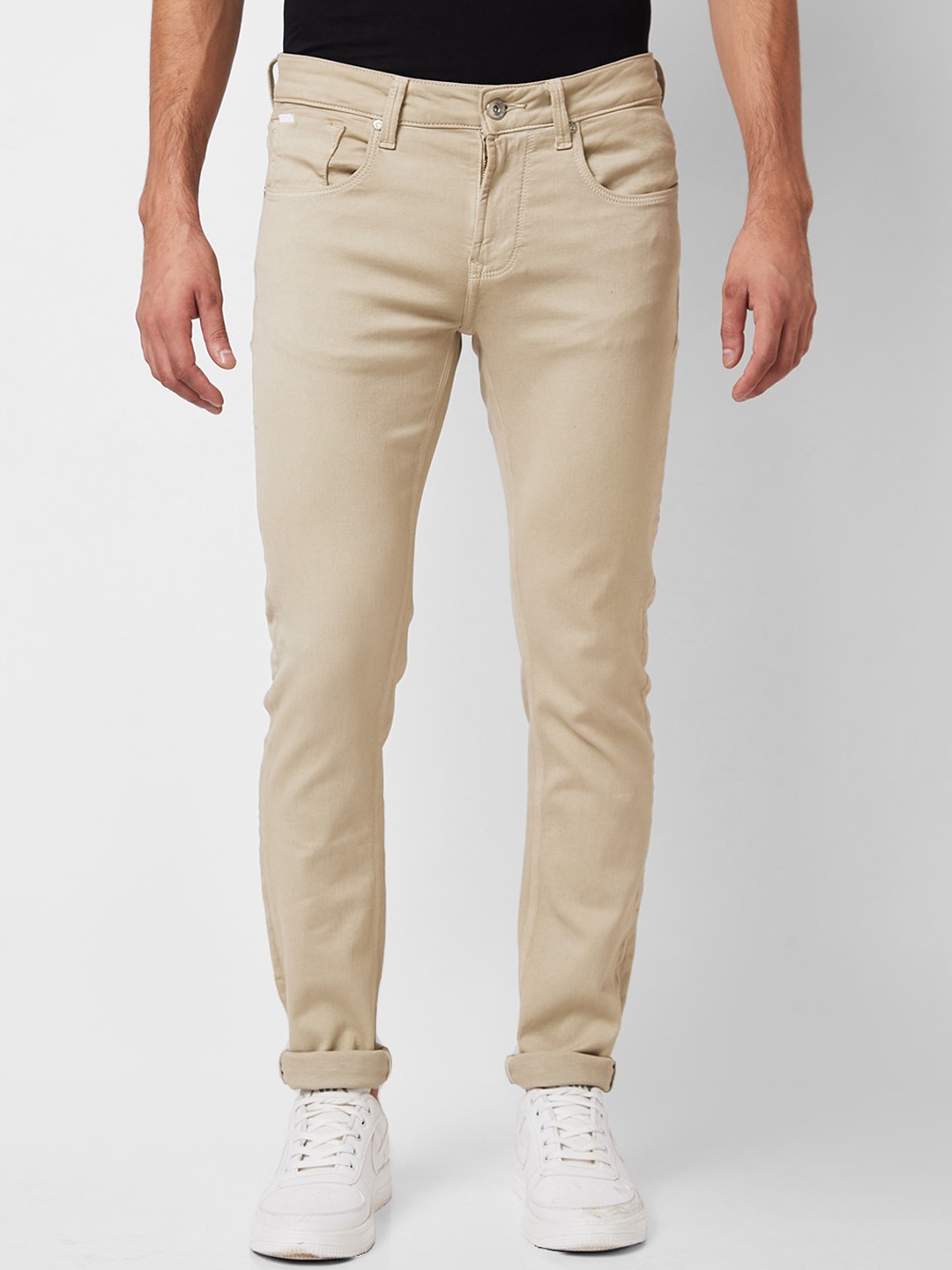 

SPYKAR Men Skinny Fit Low-Rise Stretchable Jeans, Beige