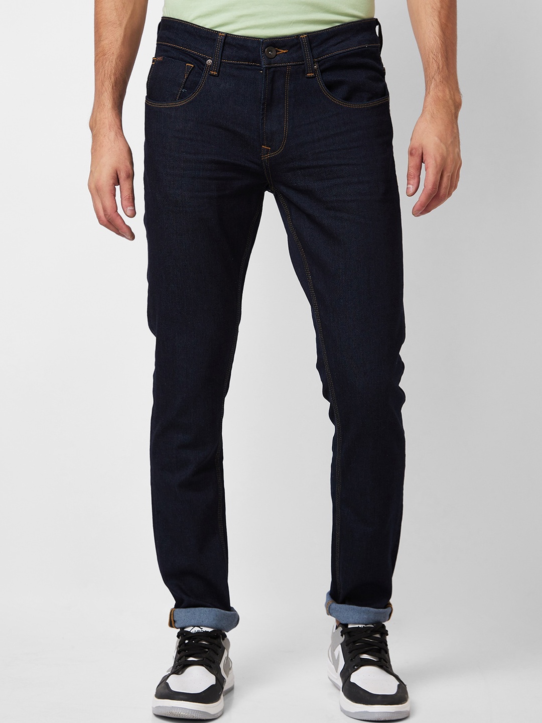 

SPYKAR Men Skinny Fit Low-Rise Clean Look Cotton Jeans, Blue
