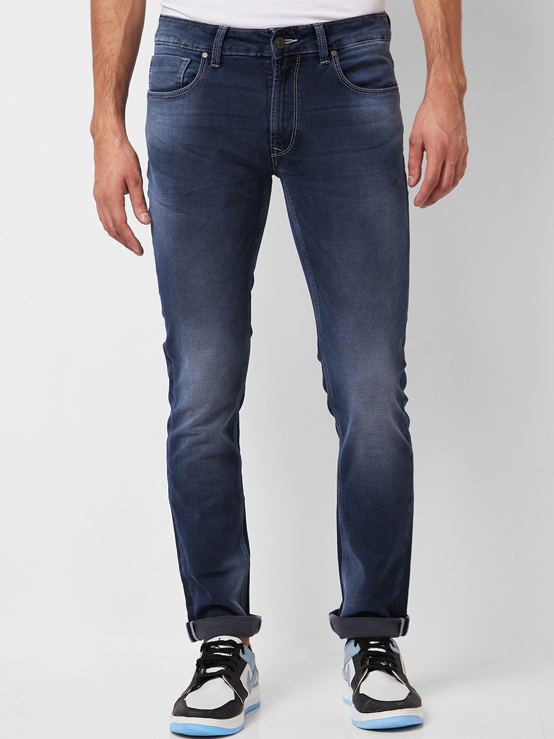 

SPYKAR Men Mid-Rise Light Fade Clean Look Stretchable Jeans, Blue