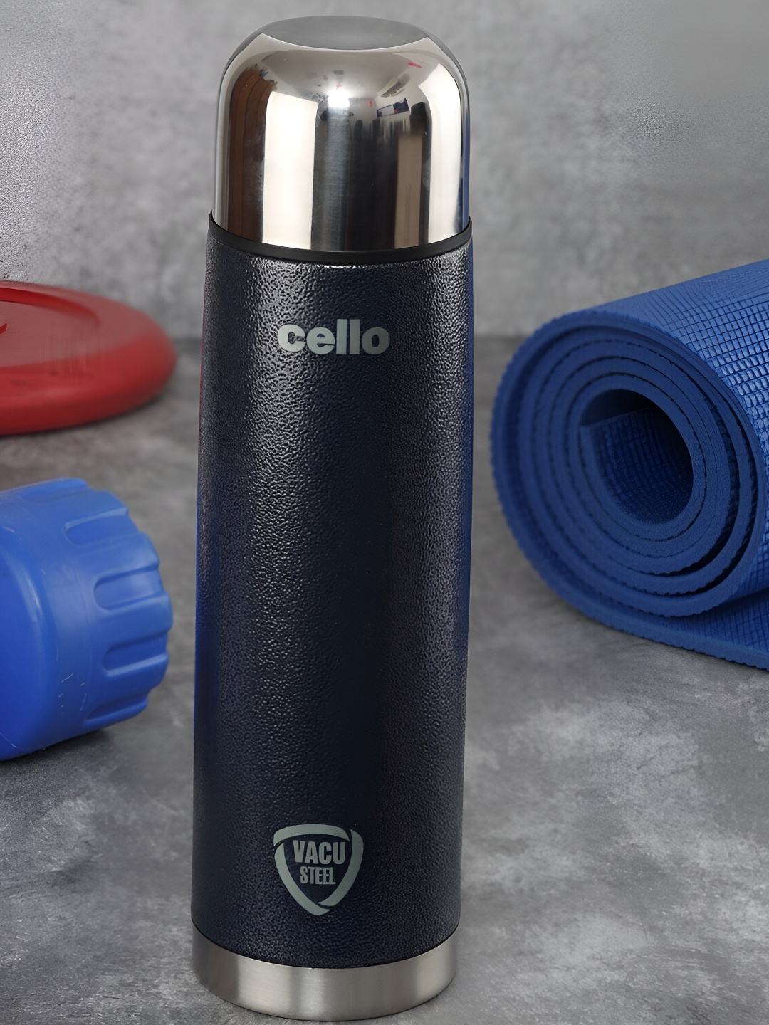 

Cello Blue & Silver-Toned Single Stainless Steel Printed Water Bottle