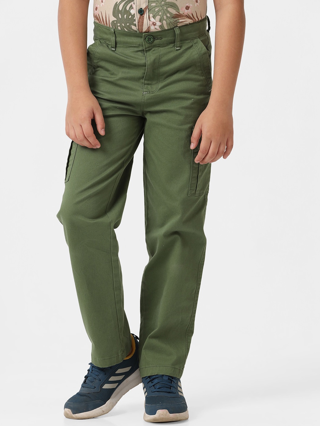 

KATE & OSCAR Boys Smart Mid Rise Cotton Cargo Trouser, Green