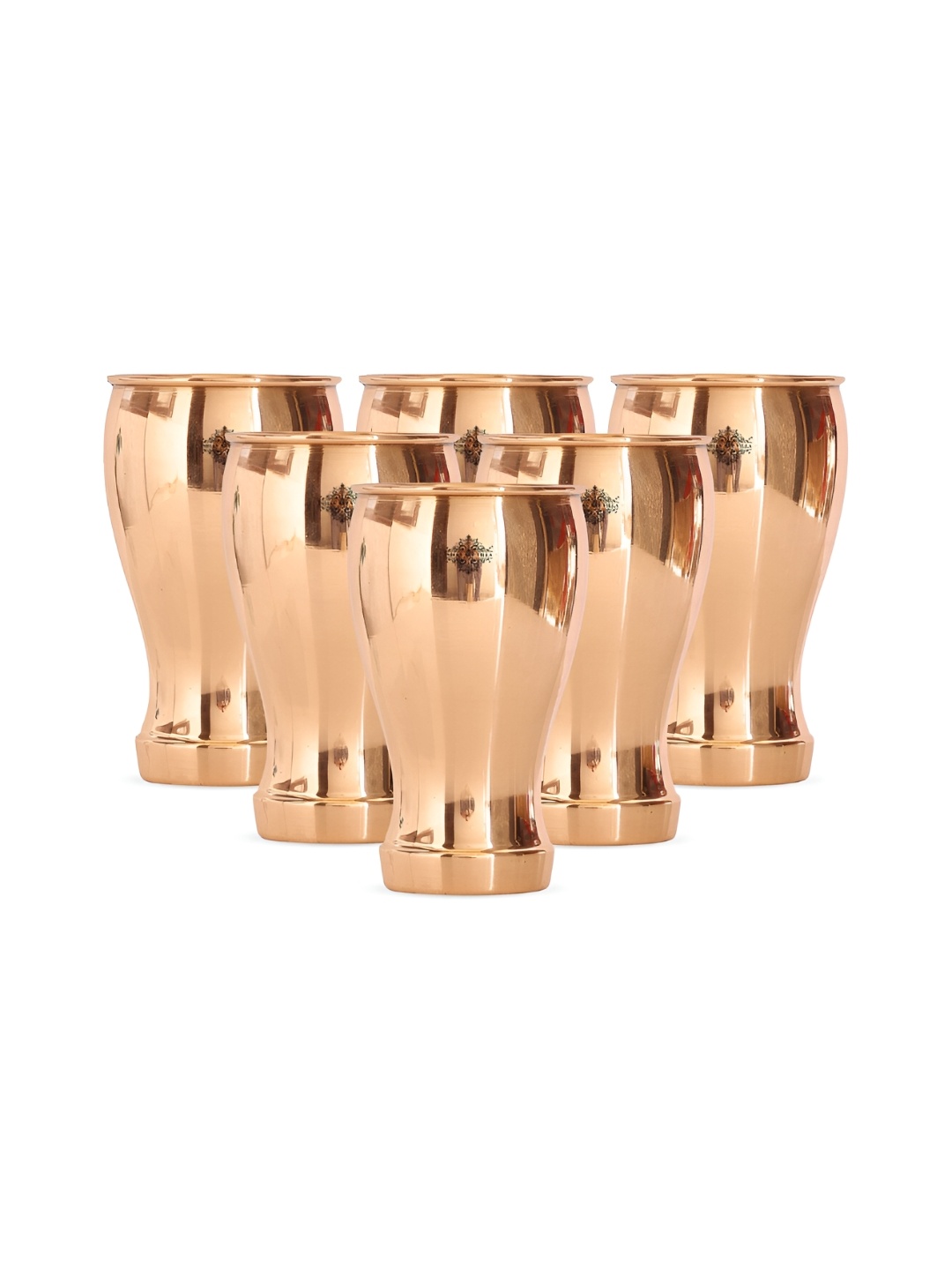 

INDIAN ART VILLA Brown 6 Pieces Copper Water or Juice Glasses 490 ml