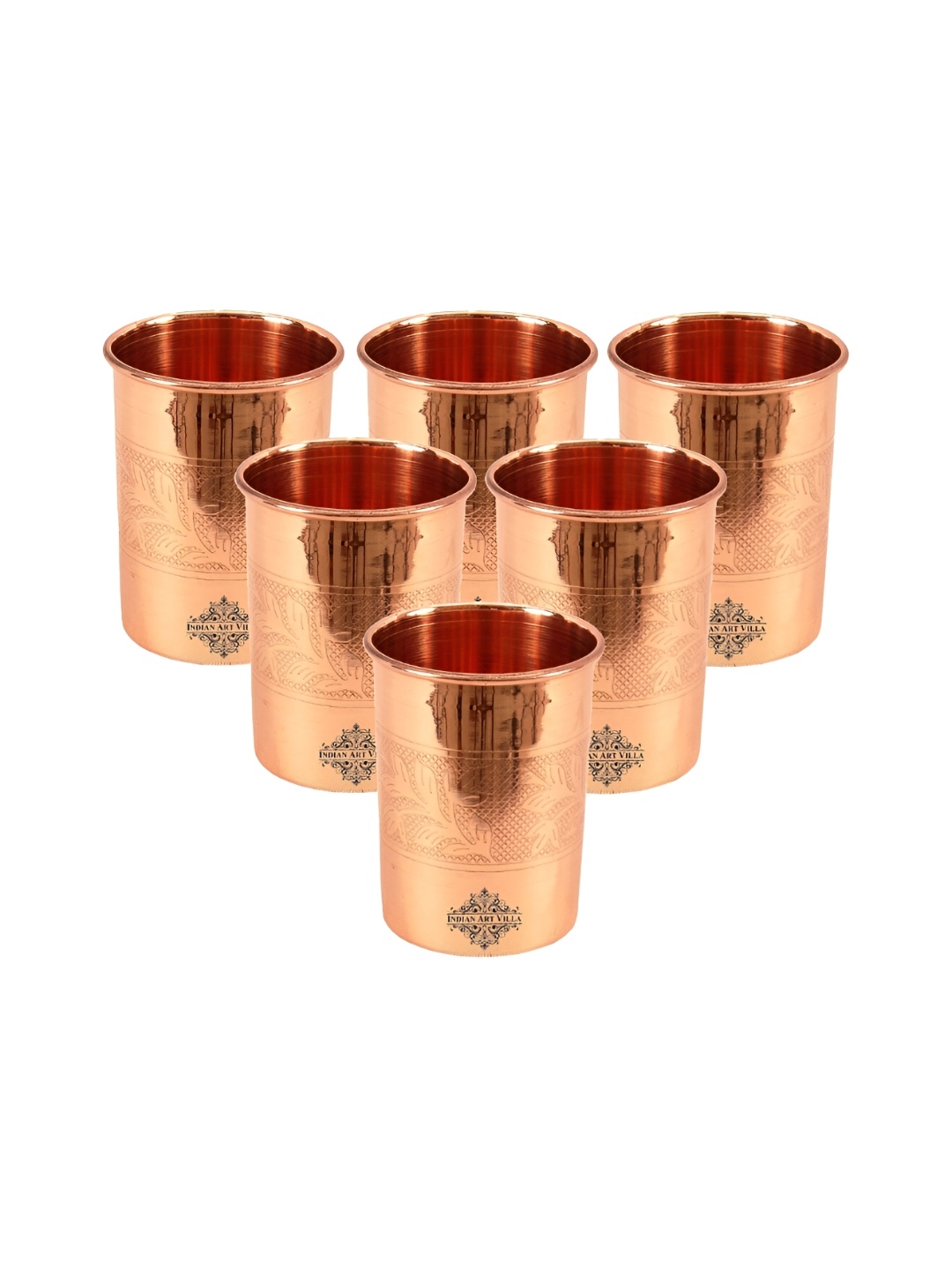 

INDIAN ART VILLA Brown 6 Pieces Copper Wate Glass 300 ml