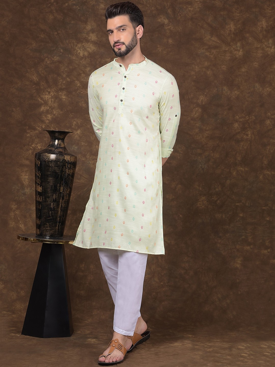 

DEYANN Men Regular Kurta with Pyjamas, Off white