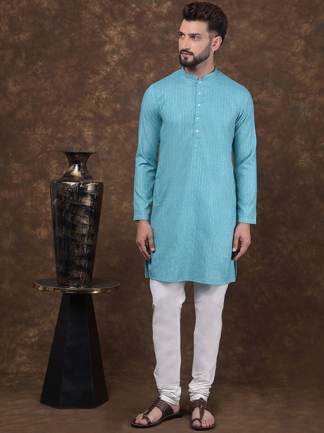 

DEYANN Men Regular Kurta with Churidar, Blue