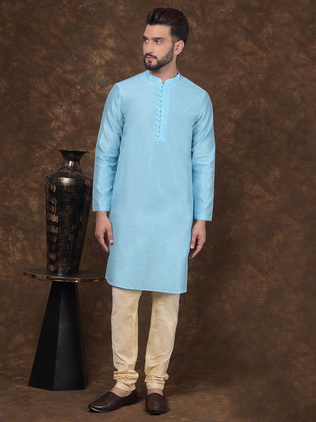 

DEYANN Men Regular Kurta with Churidar, Blue