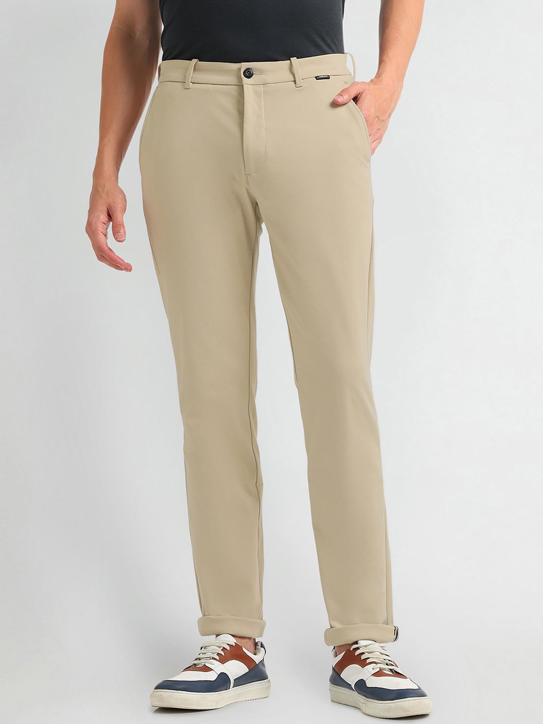 

Arrow Sport Men Smart Slim Fit Mid-Rise Chino Trouser, Beige