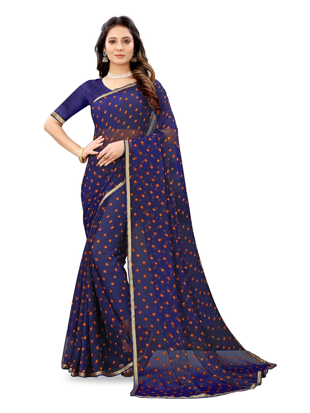

DIVASTRI Ethnic Motifs Mukaish Pure Chiffon Ready to Wear Jamdani Saree, Green