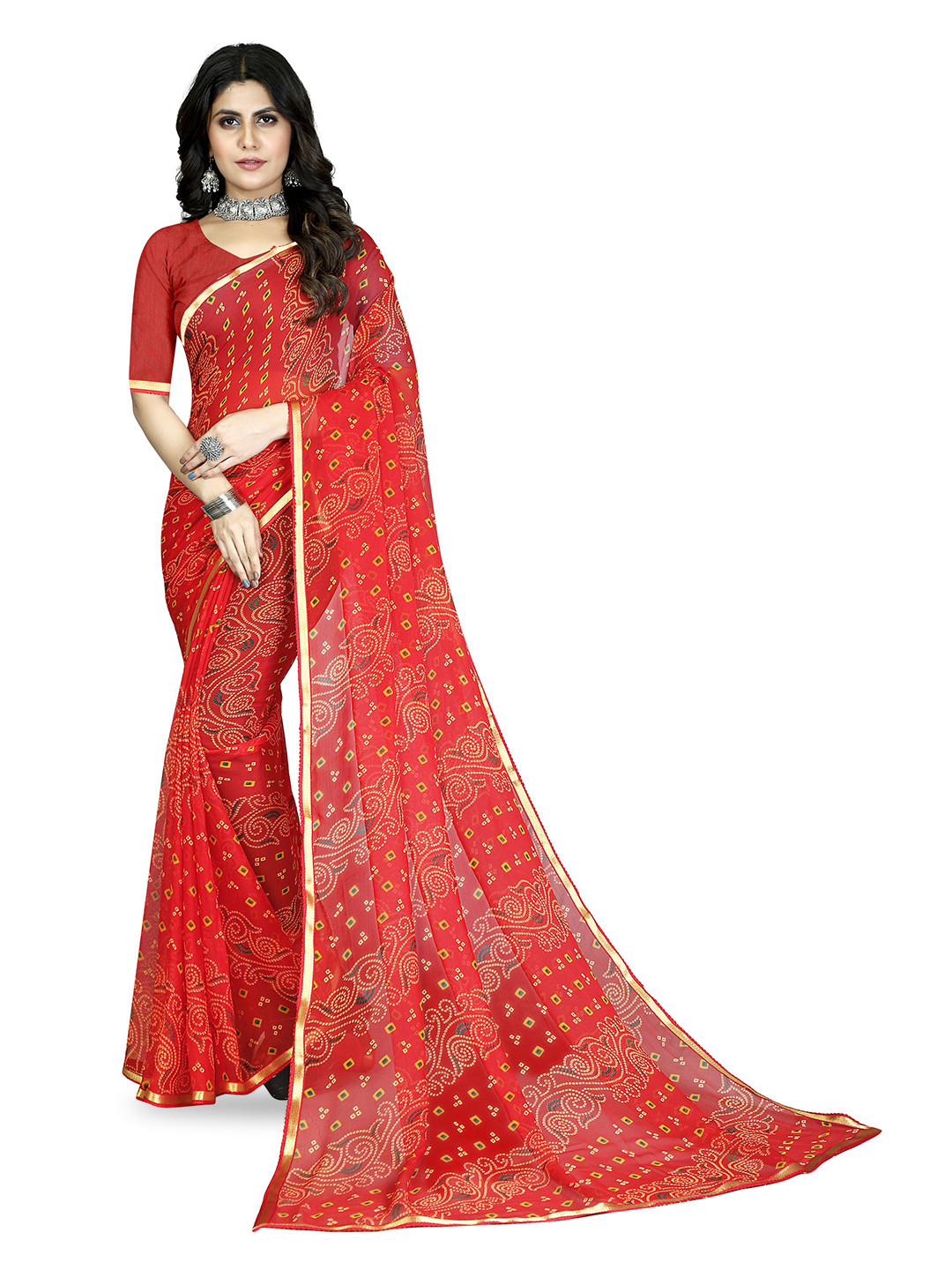 

DIVASTRI Ethnic Motifs Mukaish Pure Chiffon Ready to Wear Jamdani Saree, Pink