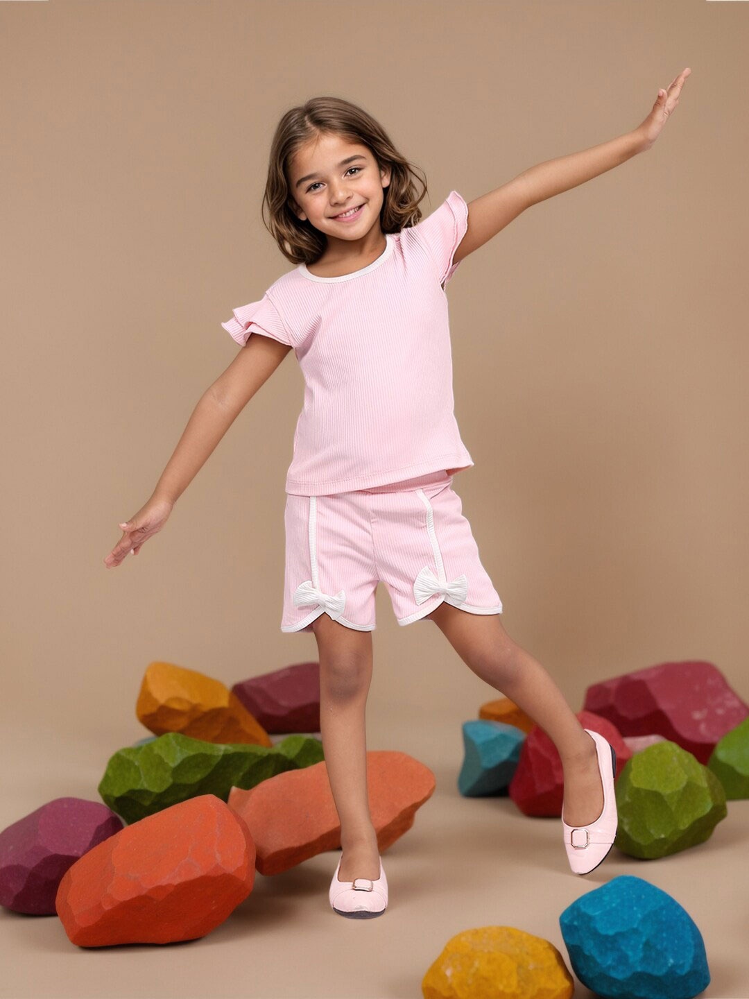 

Toonyport Girls Top with Shorts, Pink